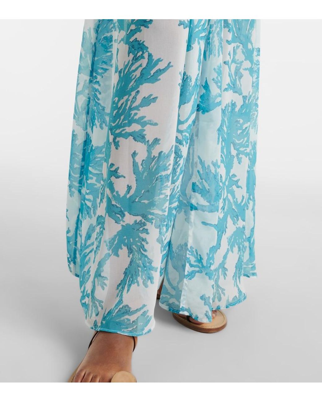 Alexandra Miro Blue Chloe Floral Georgette Kaftan