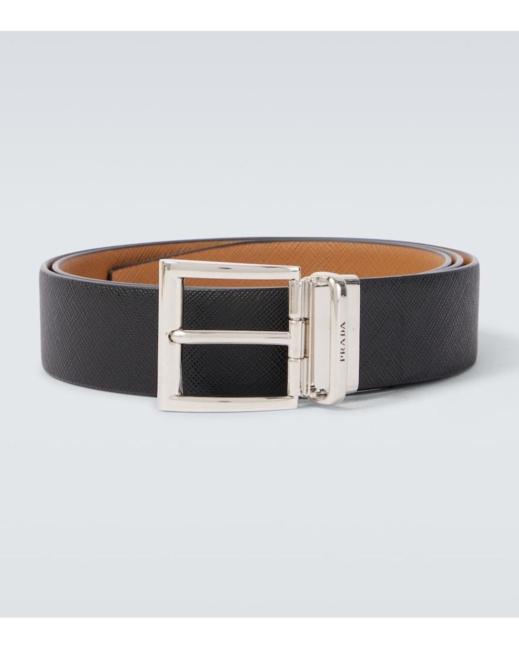 Prada Black Saffiano Reversible Leather Belt for men