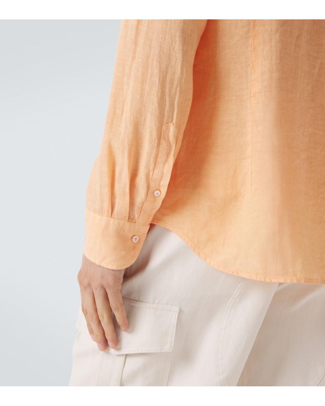 Fedeli Orange Linen Shirt for men