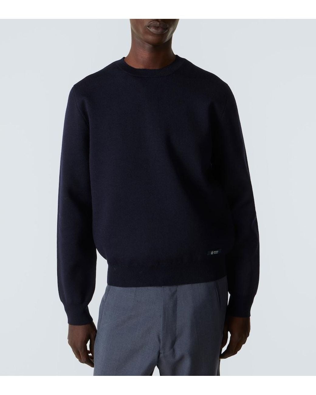 Prada Blue Wool-Blend Sweater for men