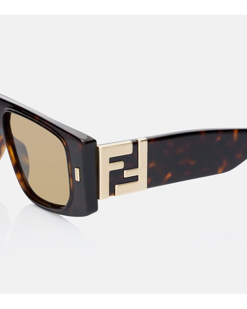 Fendi Brown Ff Squared Rectangular Sunglasses