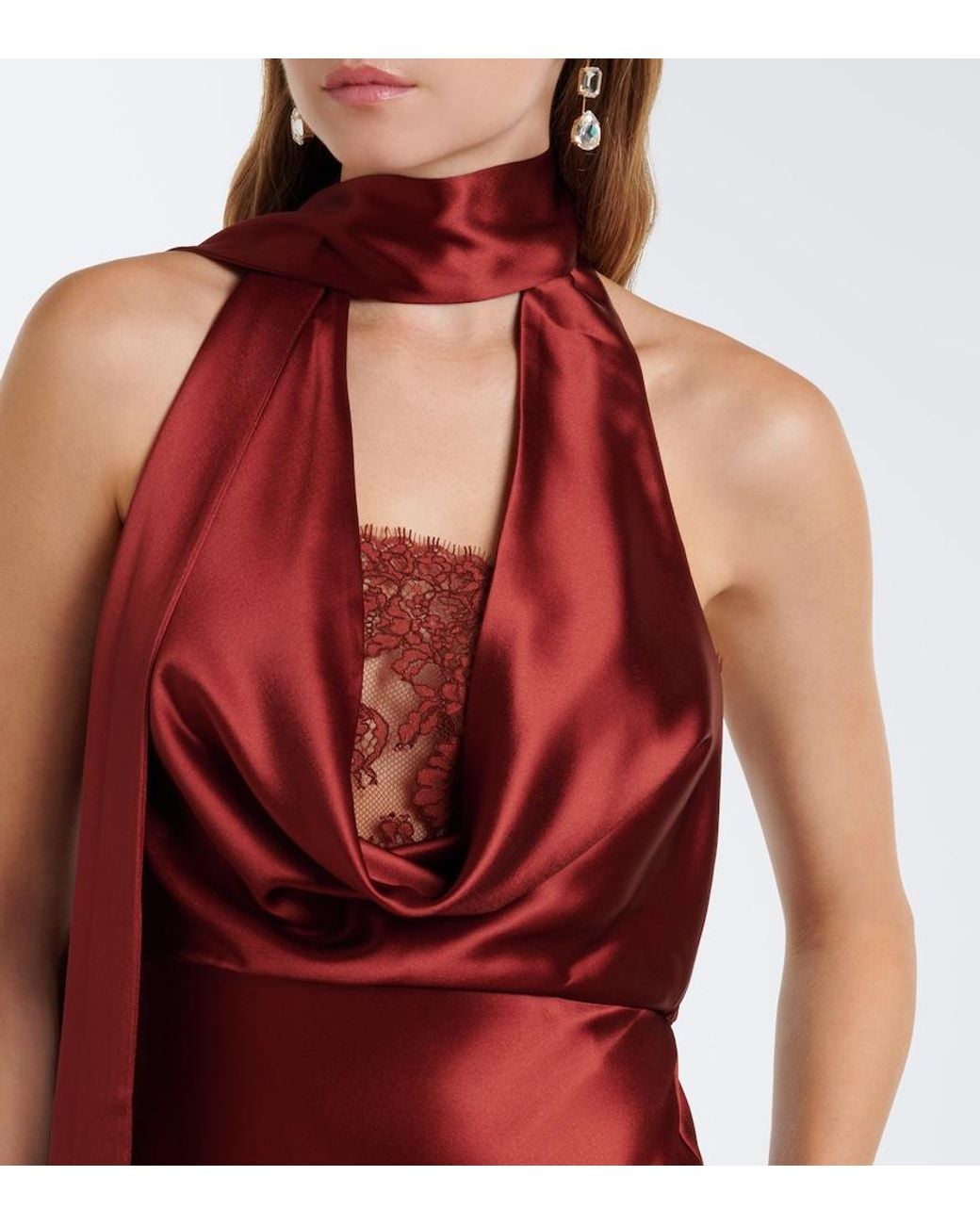retroféte Red Melly Satin Halterneck Gown