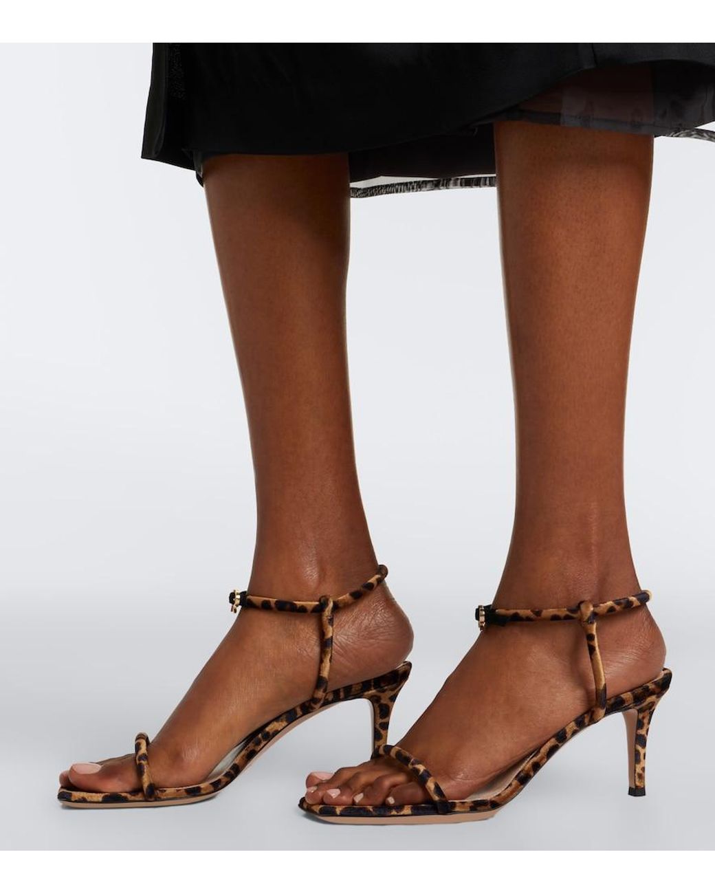 Gianvito Rossi Black Leopard Print Velvet Sandals