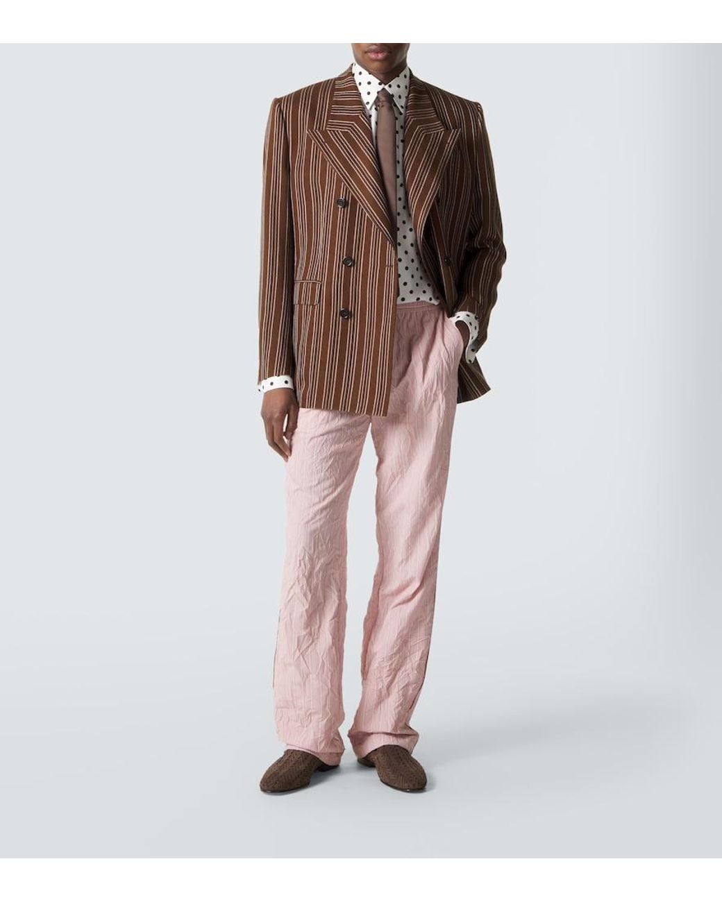 Dolce & Gabbana Pink Striped Straight Pants for men