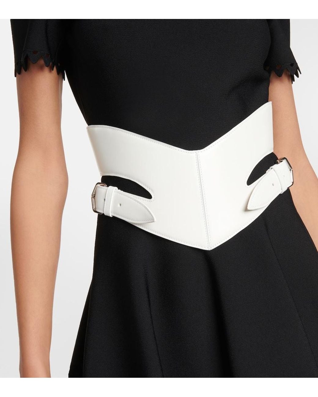 Alaïa White Cut-Out Leather Belt