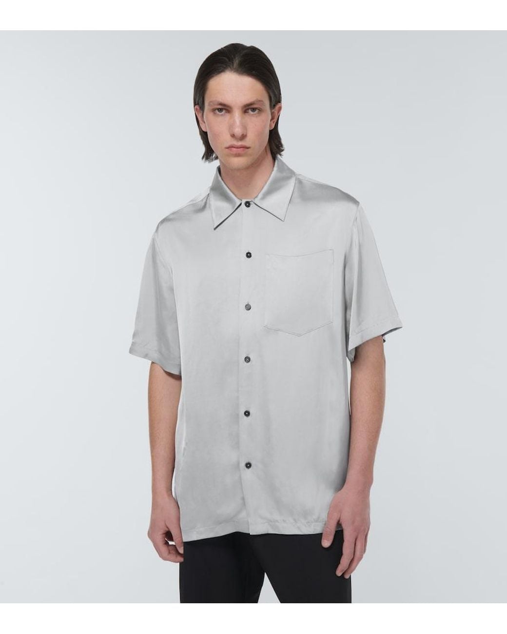 Jil Sander White Shirt 36 Satin Bowling Shirt for men