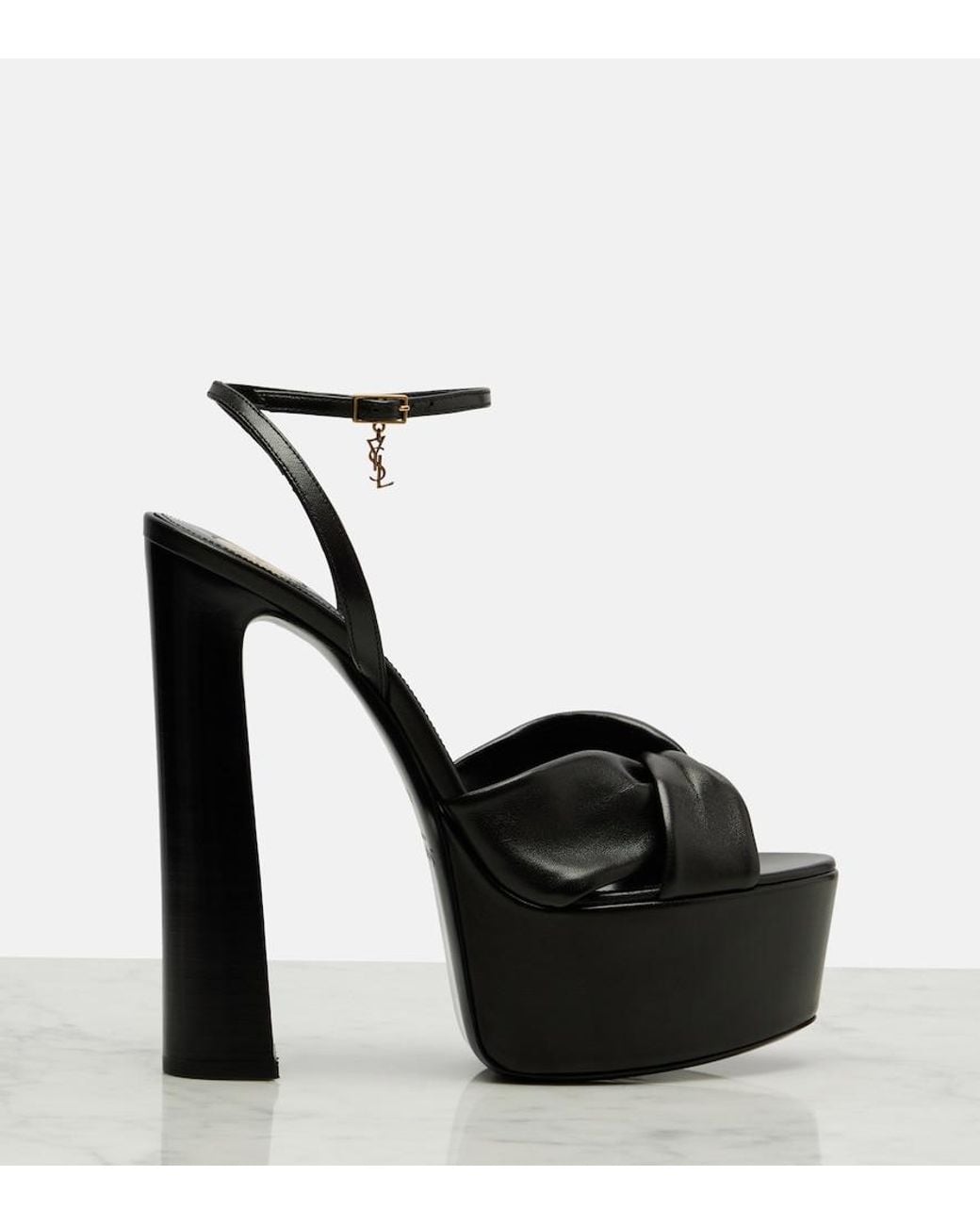 Saint Laurent Black Franciane 105 Leather Platform Sandals
