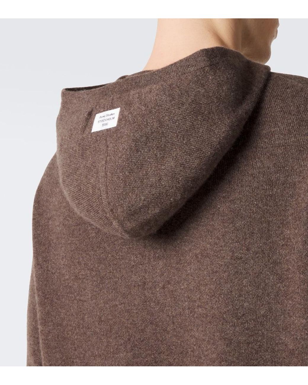 Acne Brown Knitted Cashmere-Blend Hoodie for men
