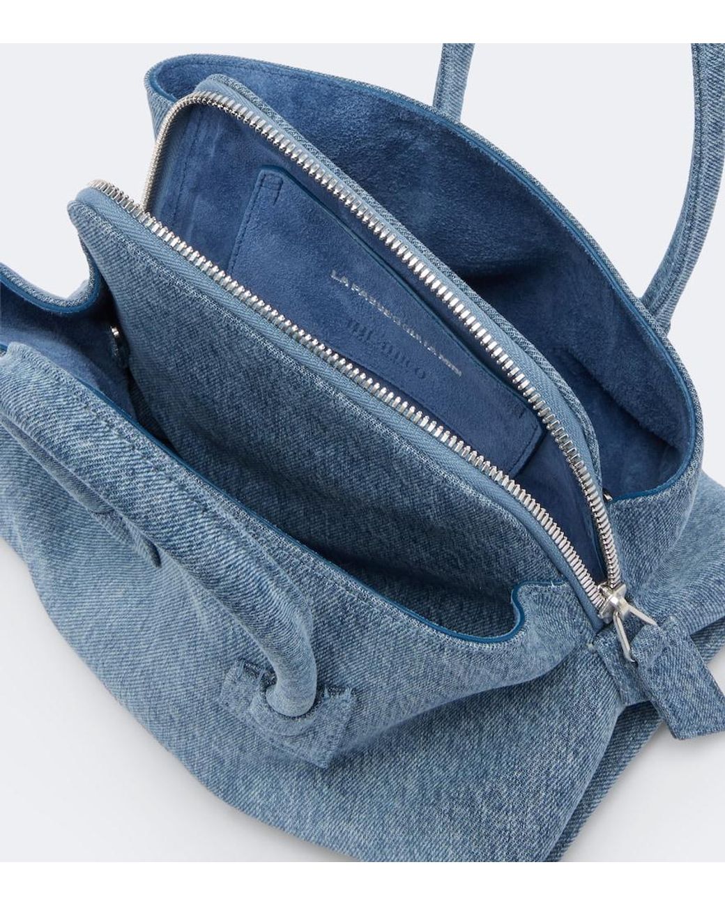 The Attico Blue La Passeggiata Mini Denim Top-Handle Bag
