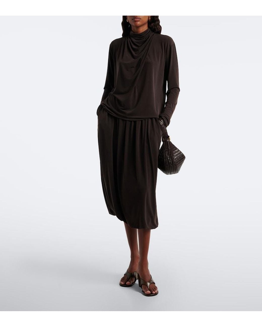 Vince Black Jersey Midi Skirt