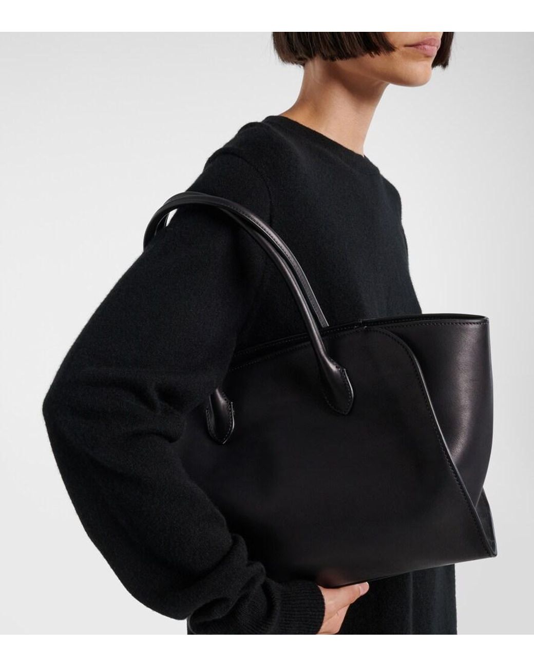 The Row Black Marlo 12 Leather Tote Bag