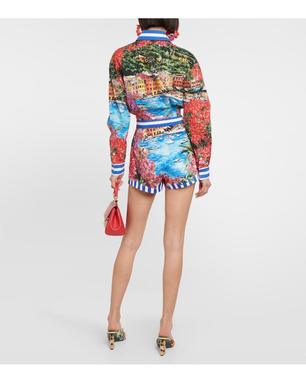 Dolce & Gabbana Red Portofino Printed Cotton Jersey T-Shirt