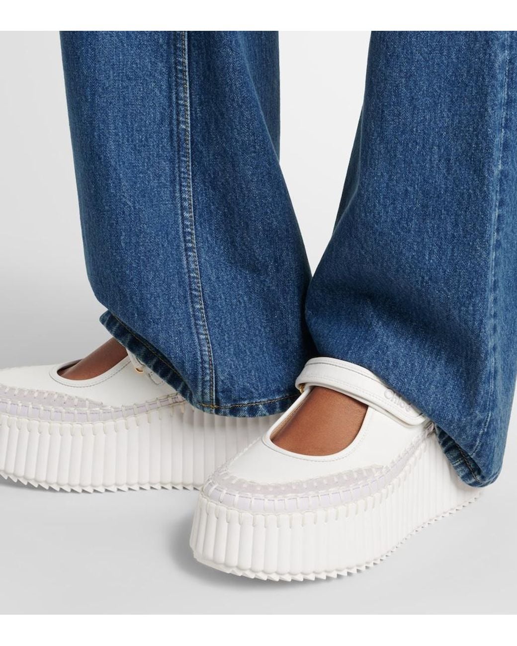 Chloé White Nama Leather Platform Sneakers