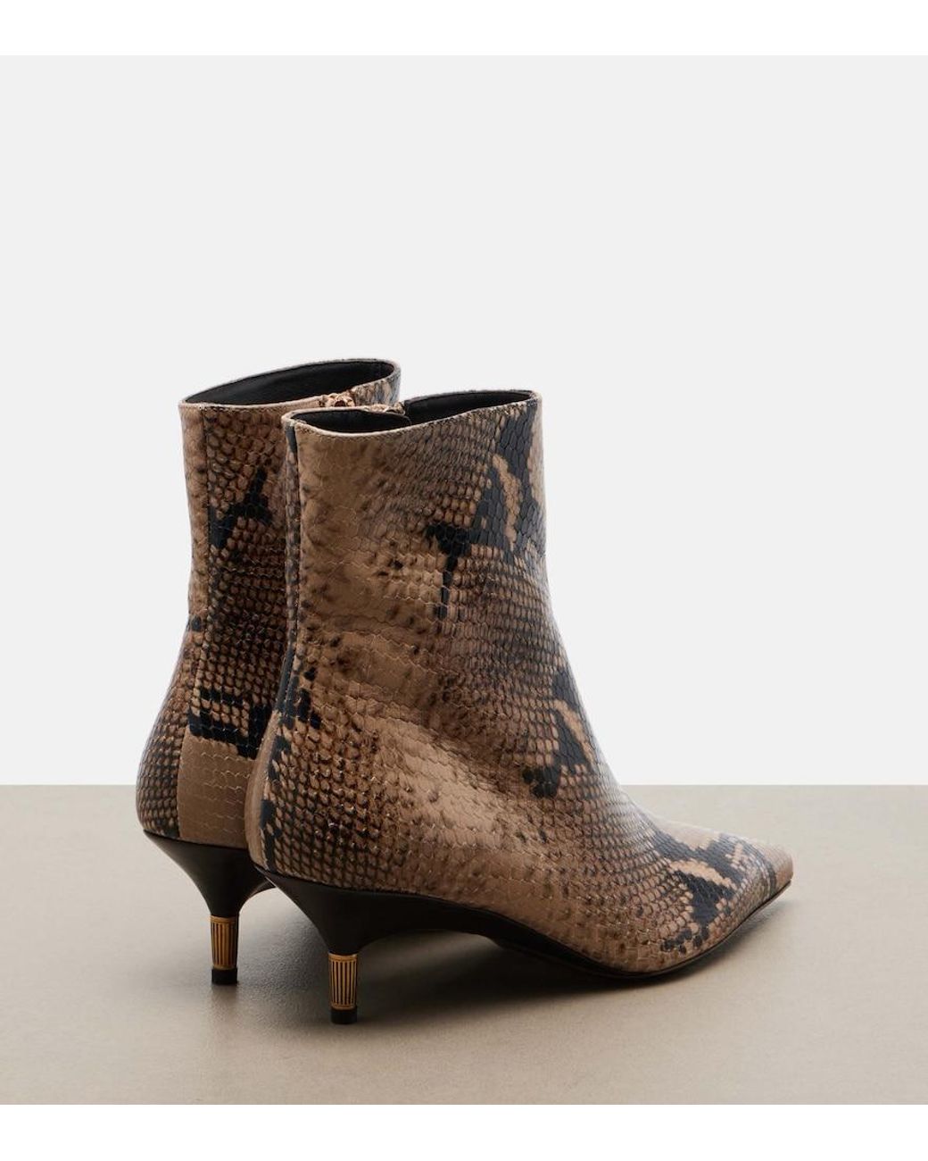 Khaite Brown Bella Snake-Effect Leather Ankle Boots