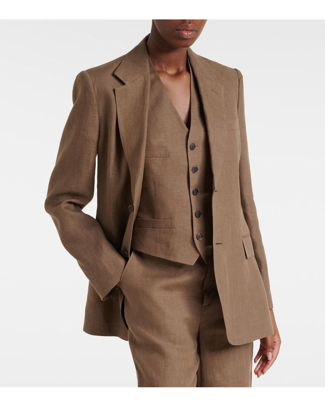 Ralph Lauren Brown Marcy Linen Blazer