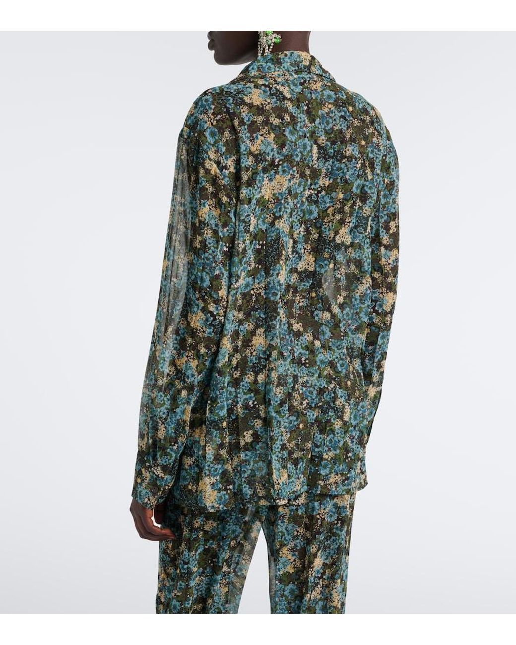 Dries Van Noten Green Floral Shirt