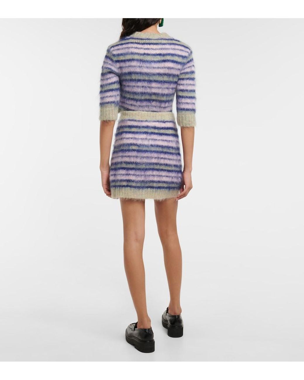 Marni Blue Striped Mohair-blend Miniskirt