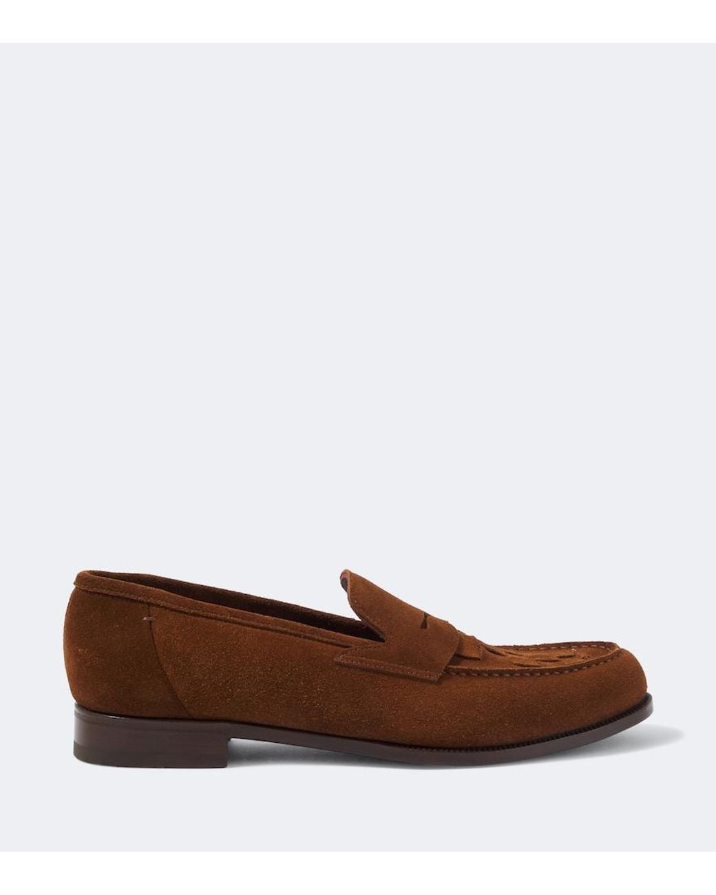 Lardini Brown Woven Suede Penny Loafers for men
