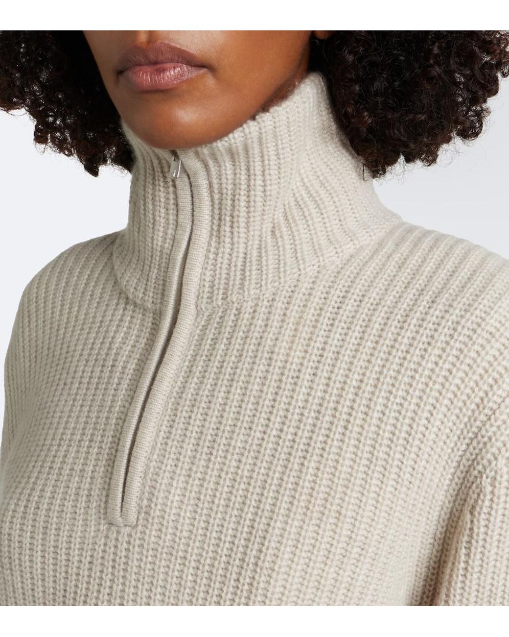 arch4 Natural Saatchi Cashmere Zip-Up Sweater