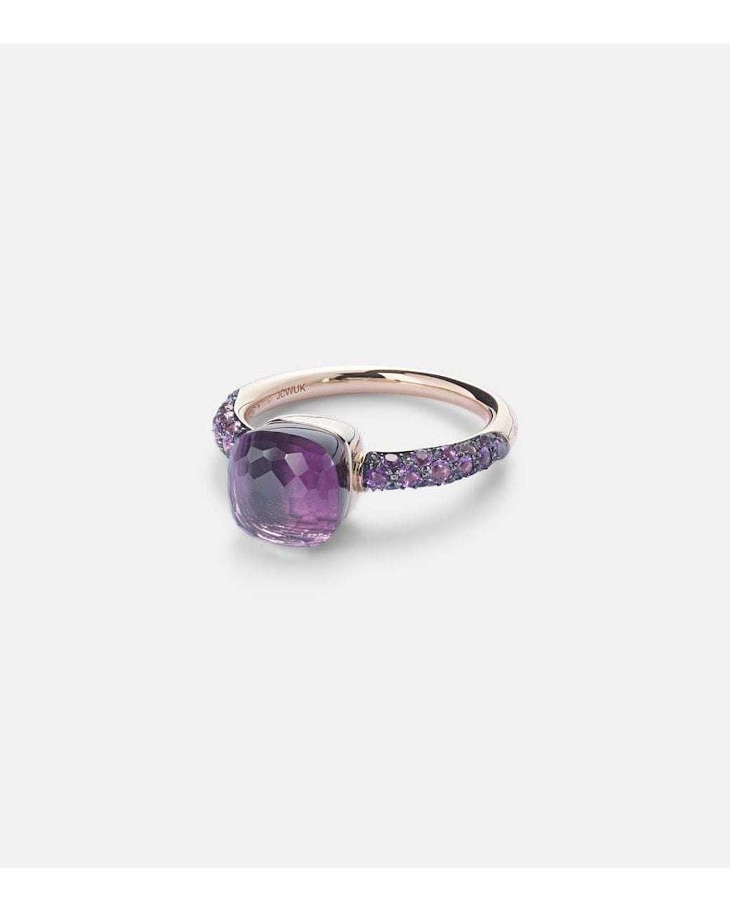 Pomellato Purple Nudo Petit 18Kt Rose And Ring With Amethyst And Jade