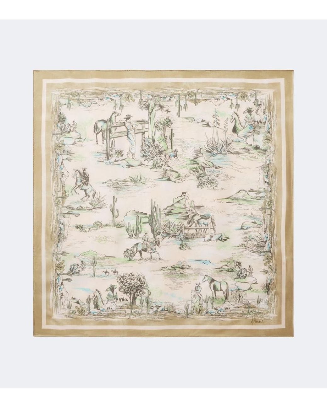 ALÉMAIS Metallic Scout Printed Silk Scarf