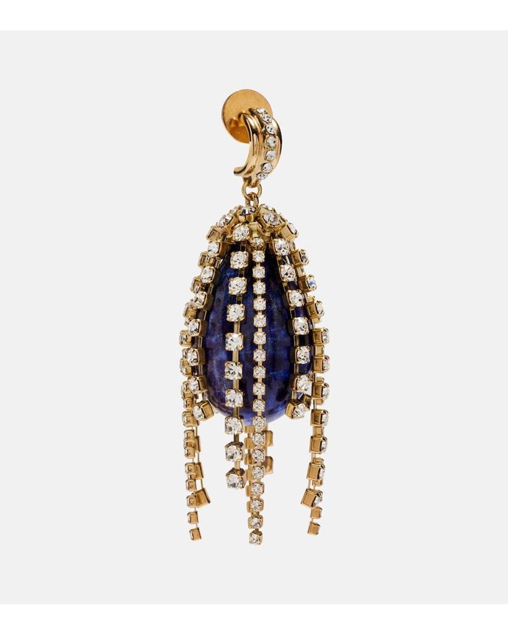 Chloé Metallic Crystal-Embellished Drop Earrings