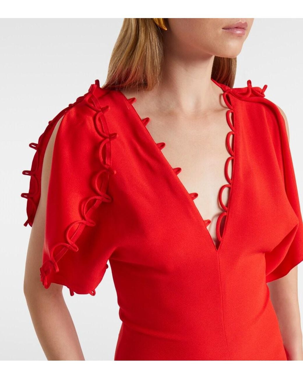 Victoria Beckham Red Asymmetric Draped Maxi Dress