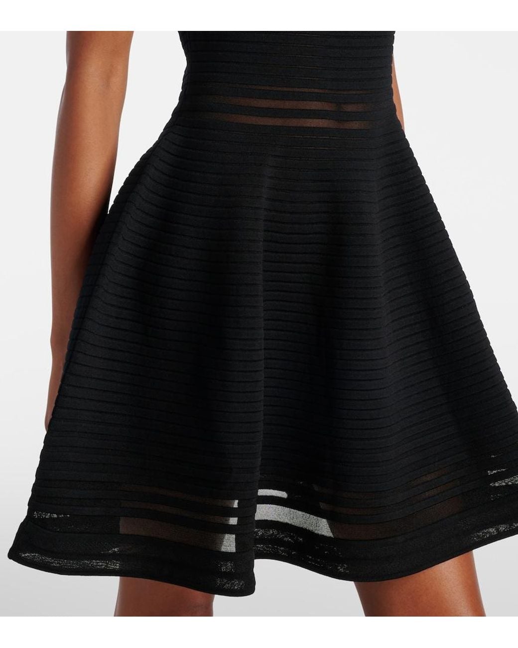 Jonathan Simkhai Black Lottie Ribbed-Knit Sheer Minidress
