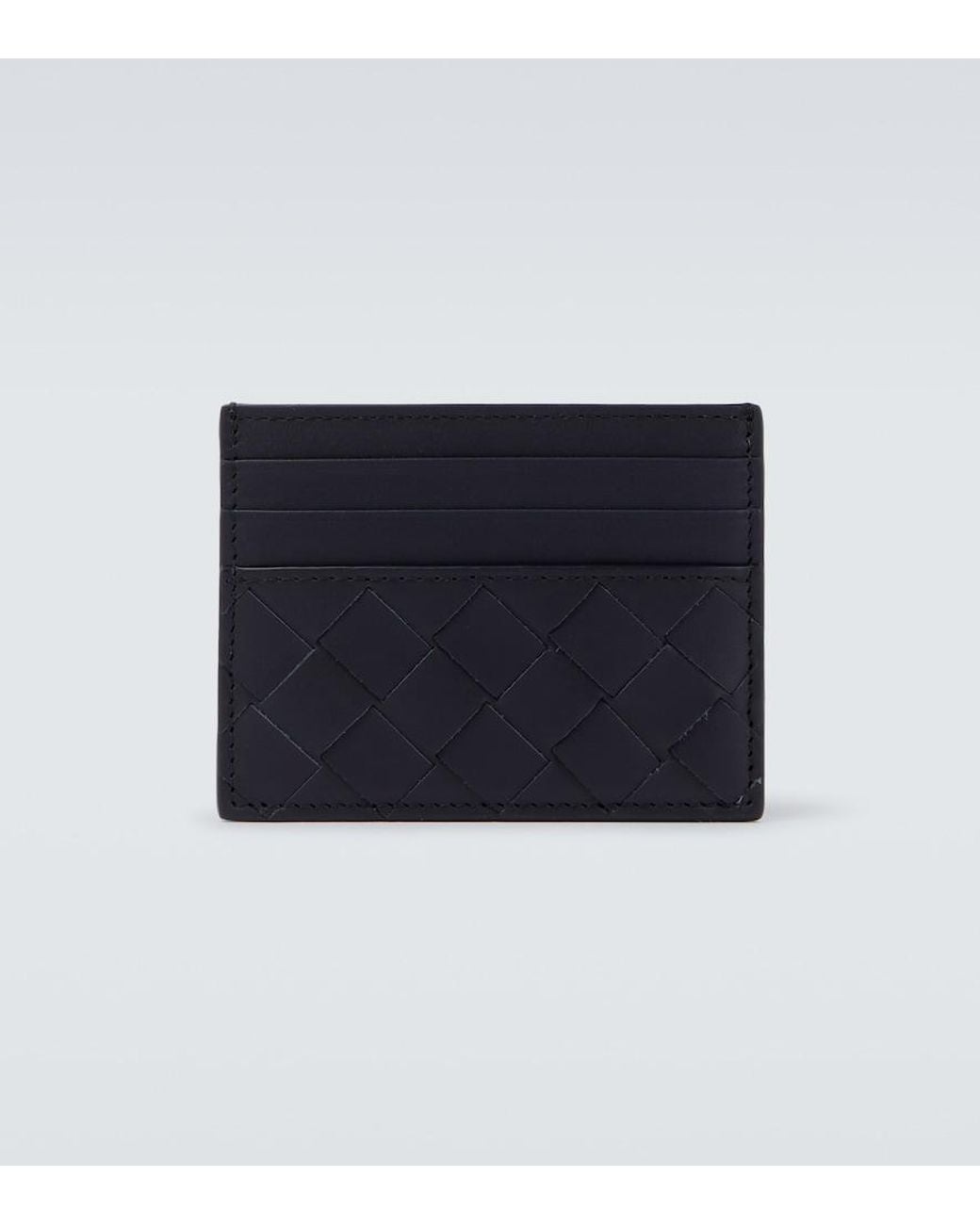 Bottega Veneta Blue Intrecciato Leather Card Holder for men