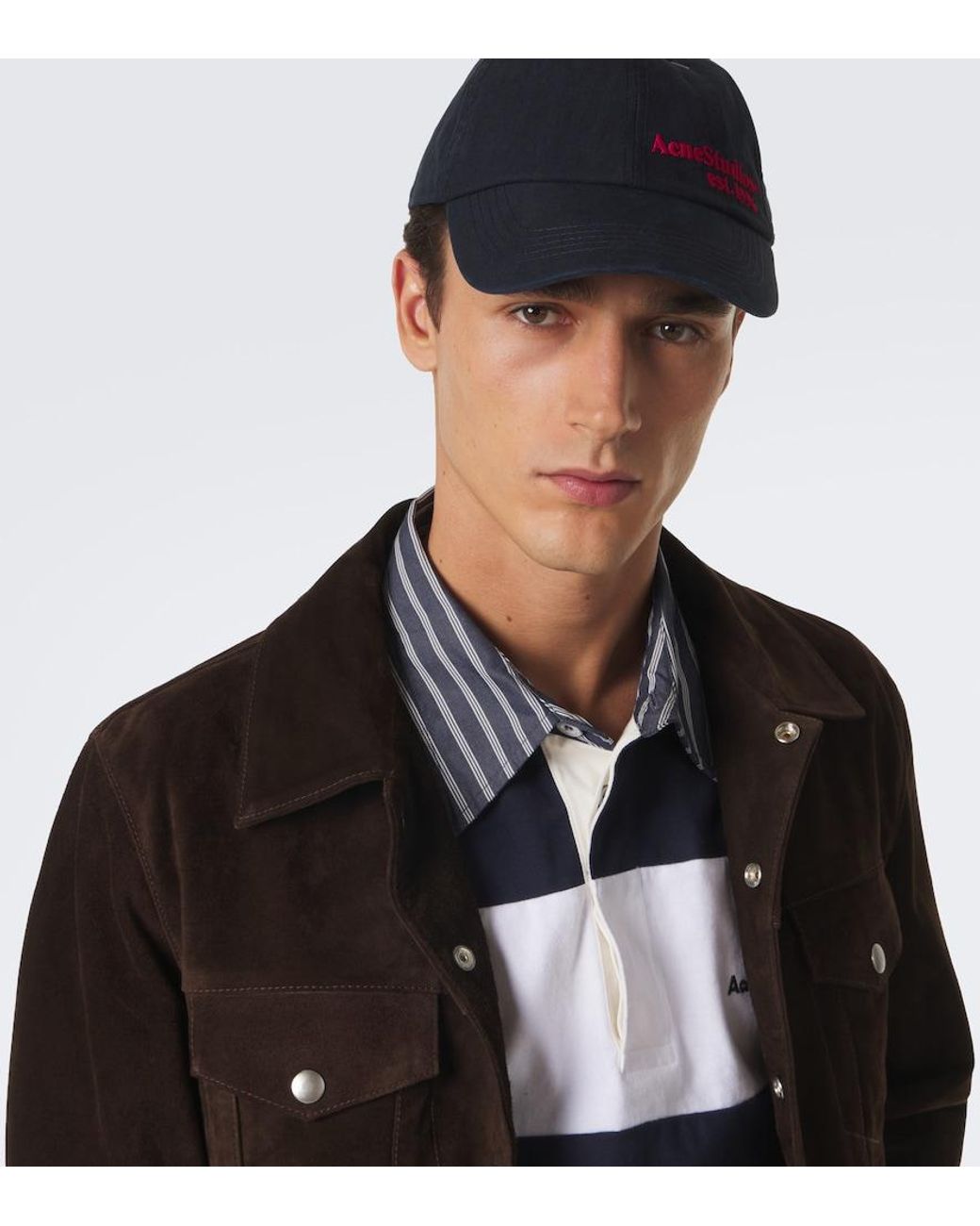 Acne Blue Logo Embroidered Baseball Cap for men