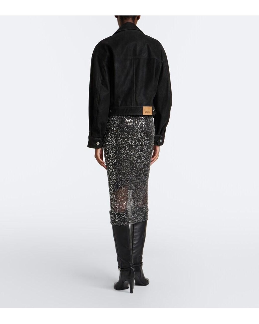 Isabel Marant Black Nehjany Sequined Midi Skirt