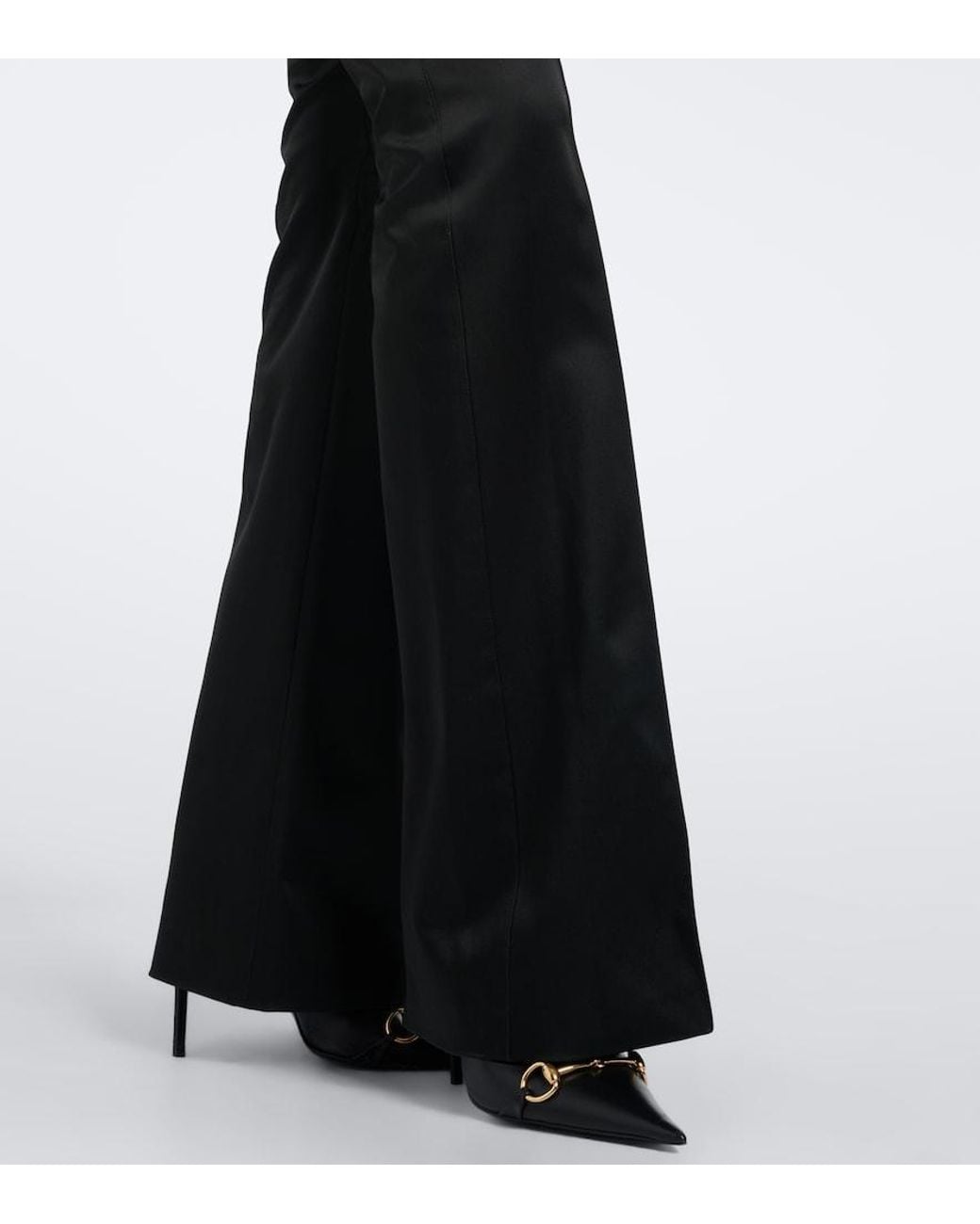 Gucci Black Satin Flared Pants