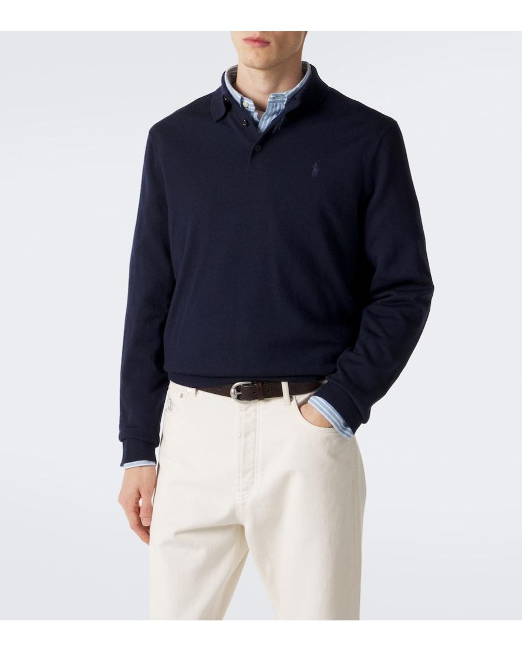 Polo Ralph Lauren Blue Wool Polo Sweater for men
