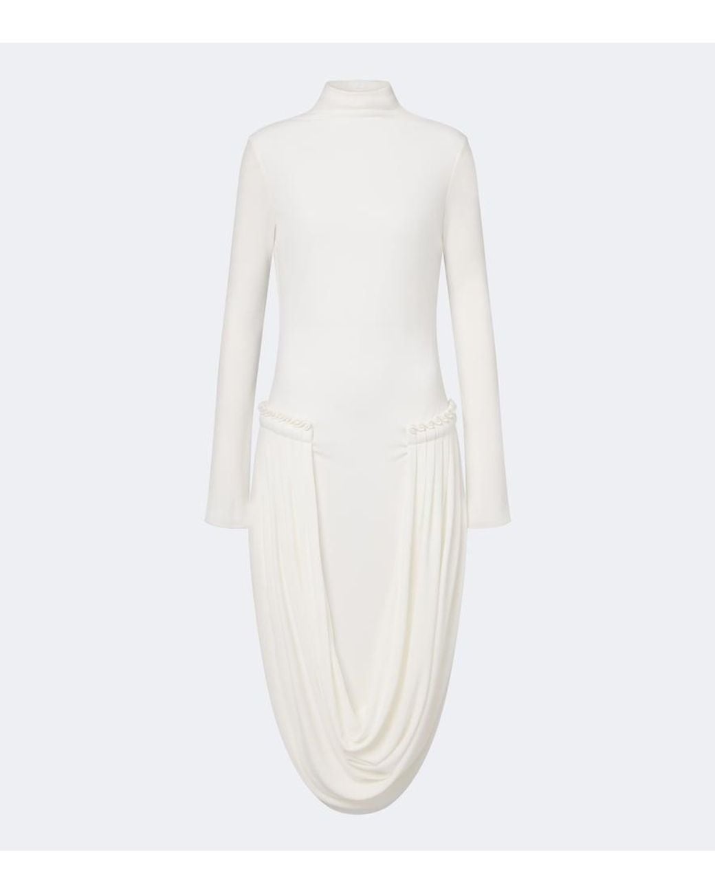 Stella McCartney White Draped-Detail Jersey Midi Dress