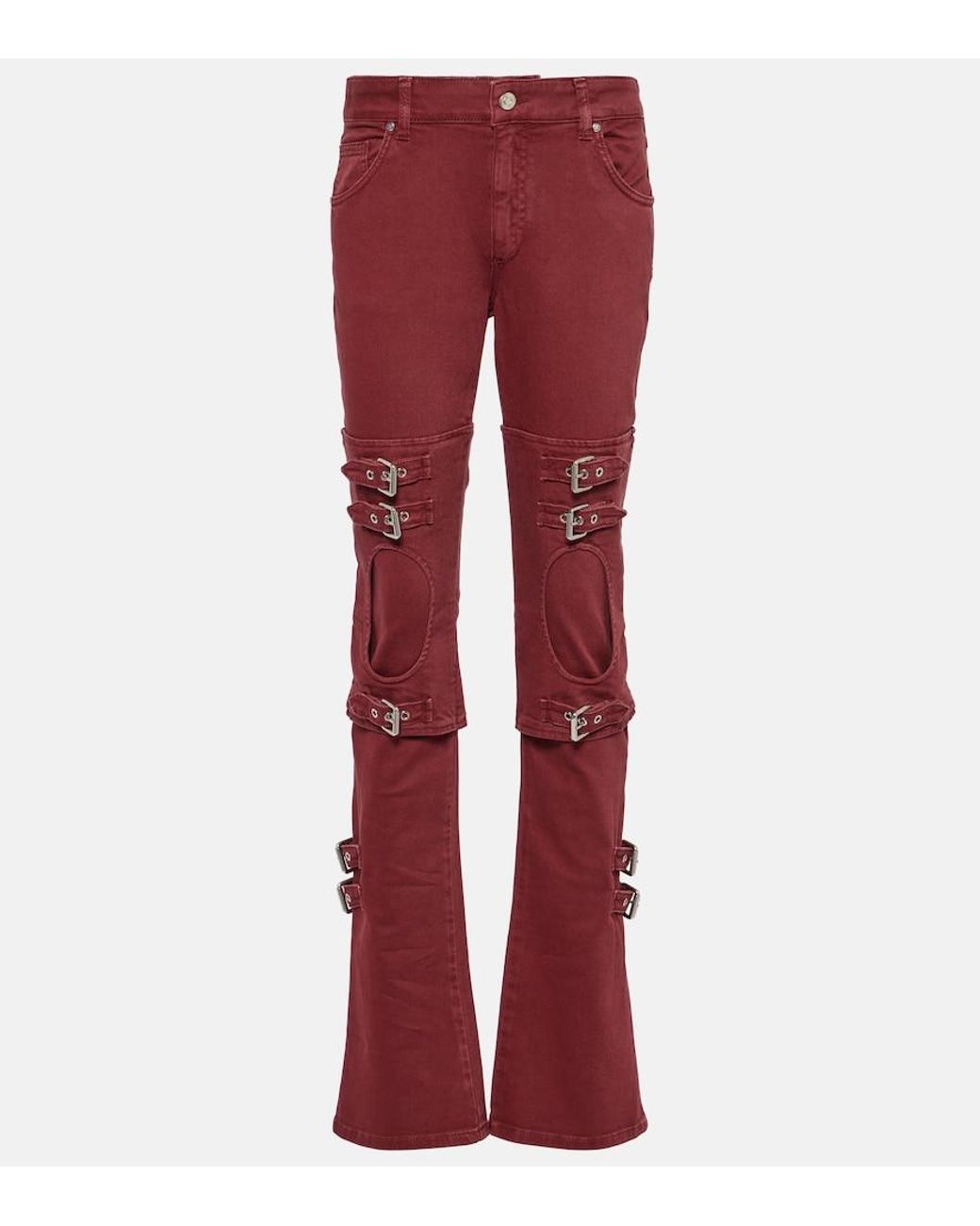 Blumarine Red Cutout Mid-Rise Boyfriend Jeans