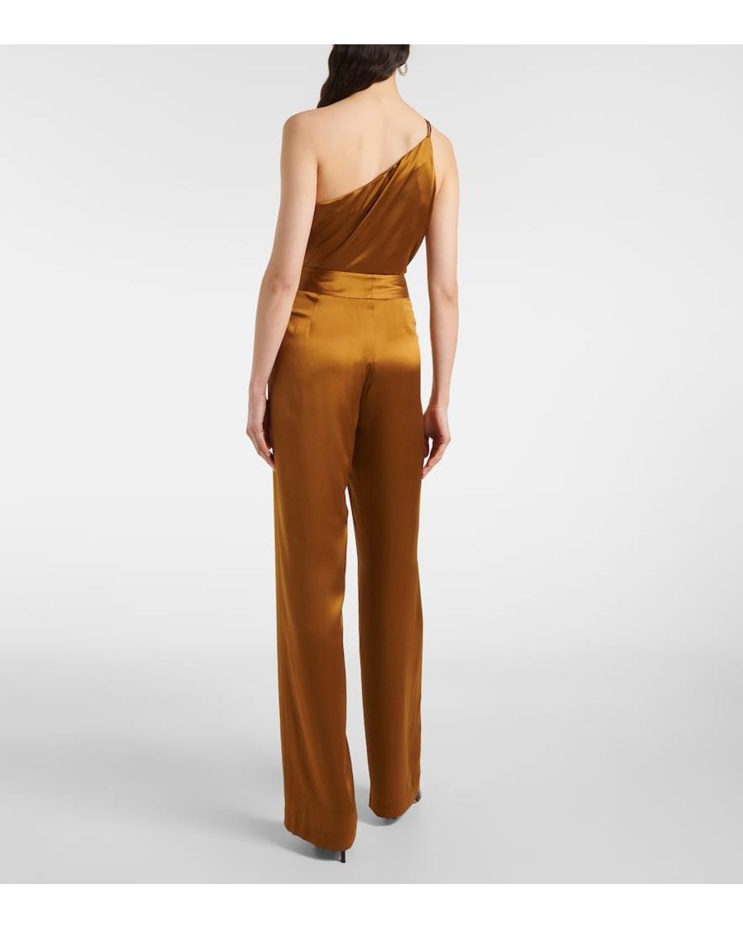 The Sei Brown High-Rise Silk Satin Wide-Leg Pants
