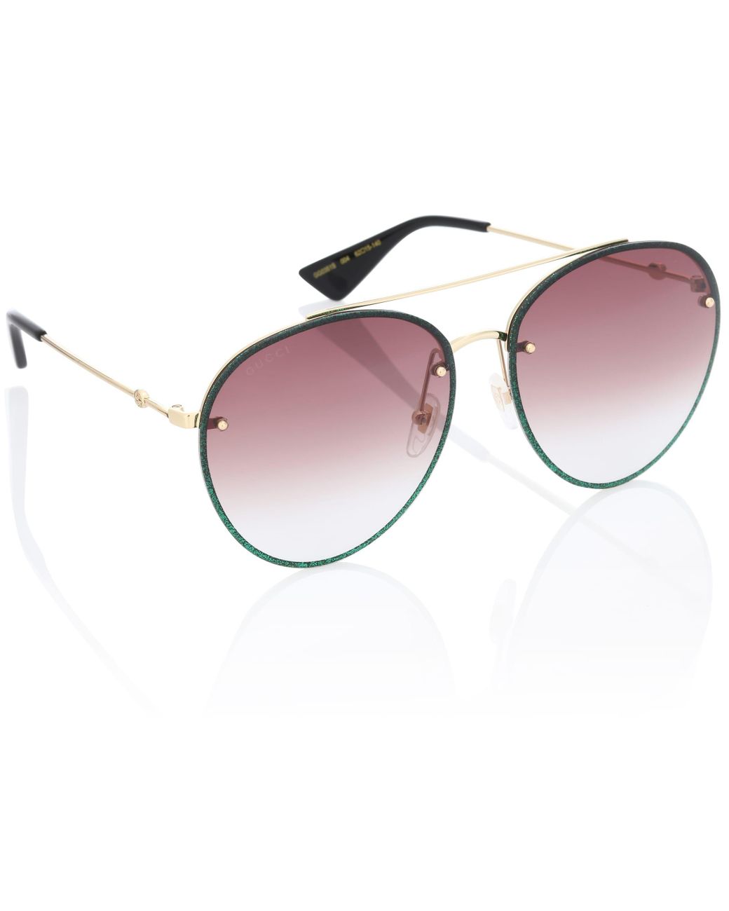 Gucci Synthetic Glitter Aviator Sunglasses in Green | Lyst