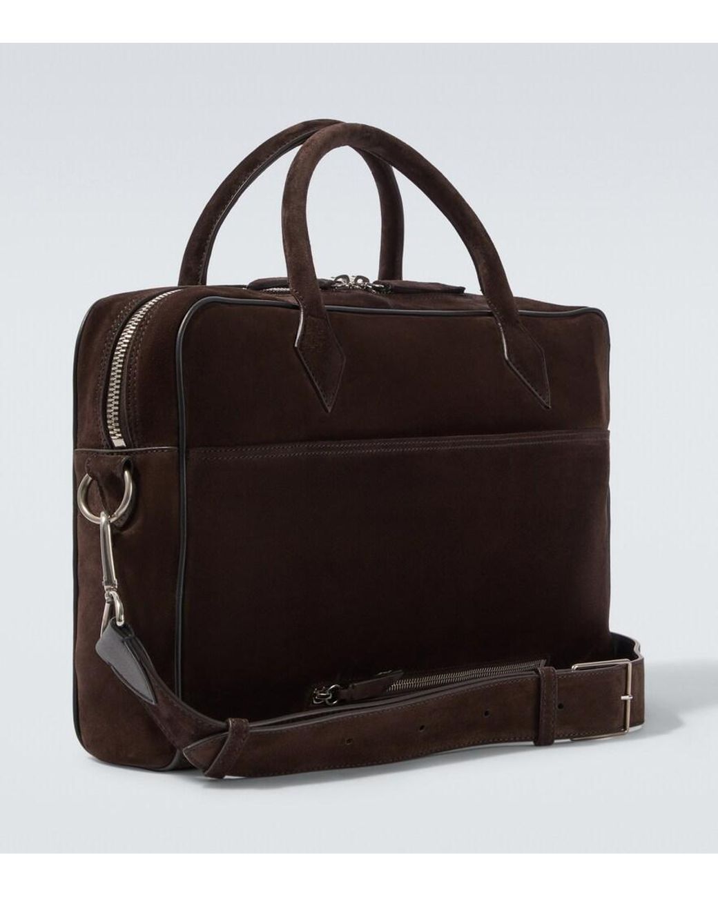 Metier Black Closer Slim Suede Briefcase for men