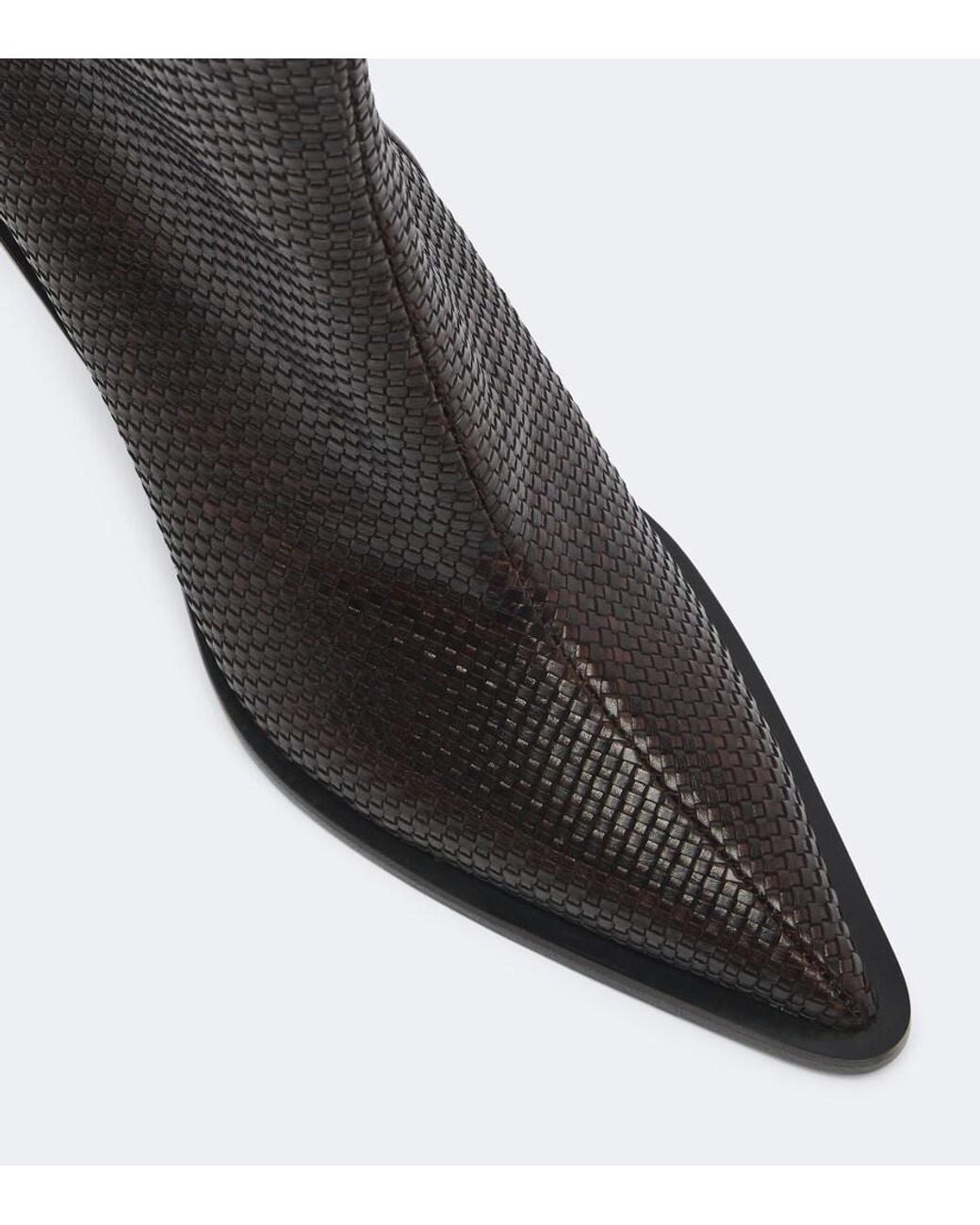 Souliers Martinez Black Colorado Woven Leather Ankle Boots