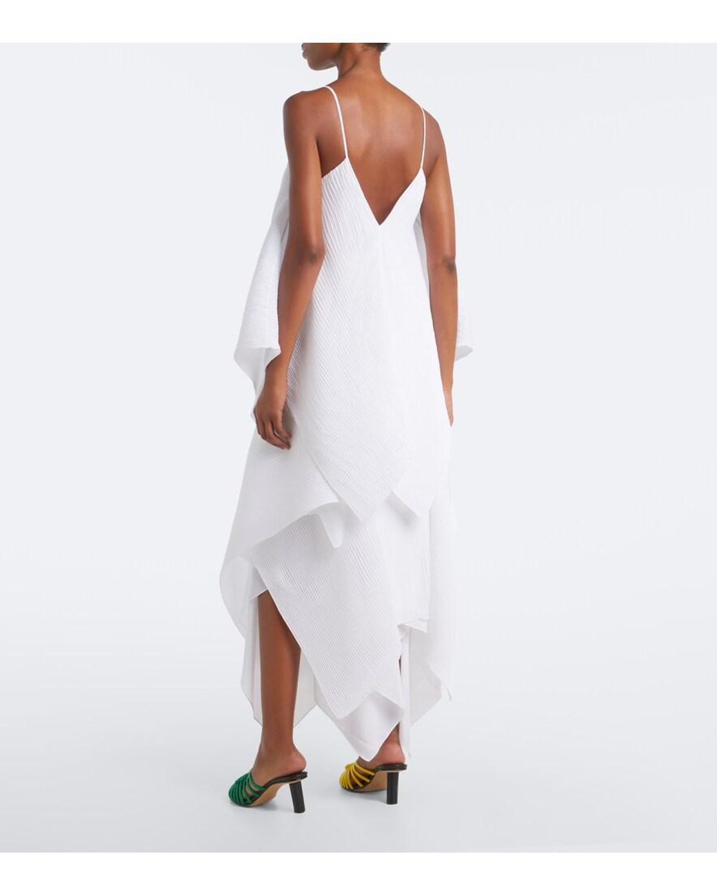 J.W. Anderson White Pleated Asymmetric Midi Skirt