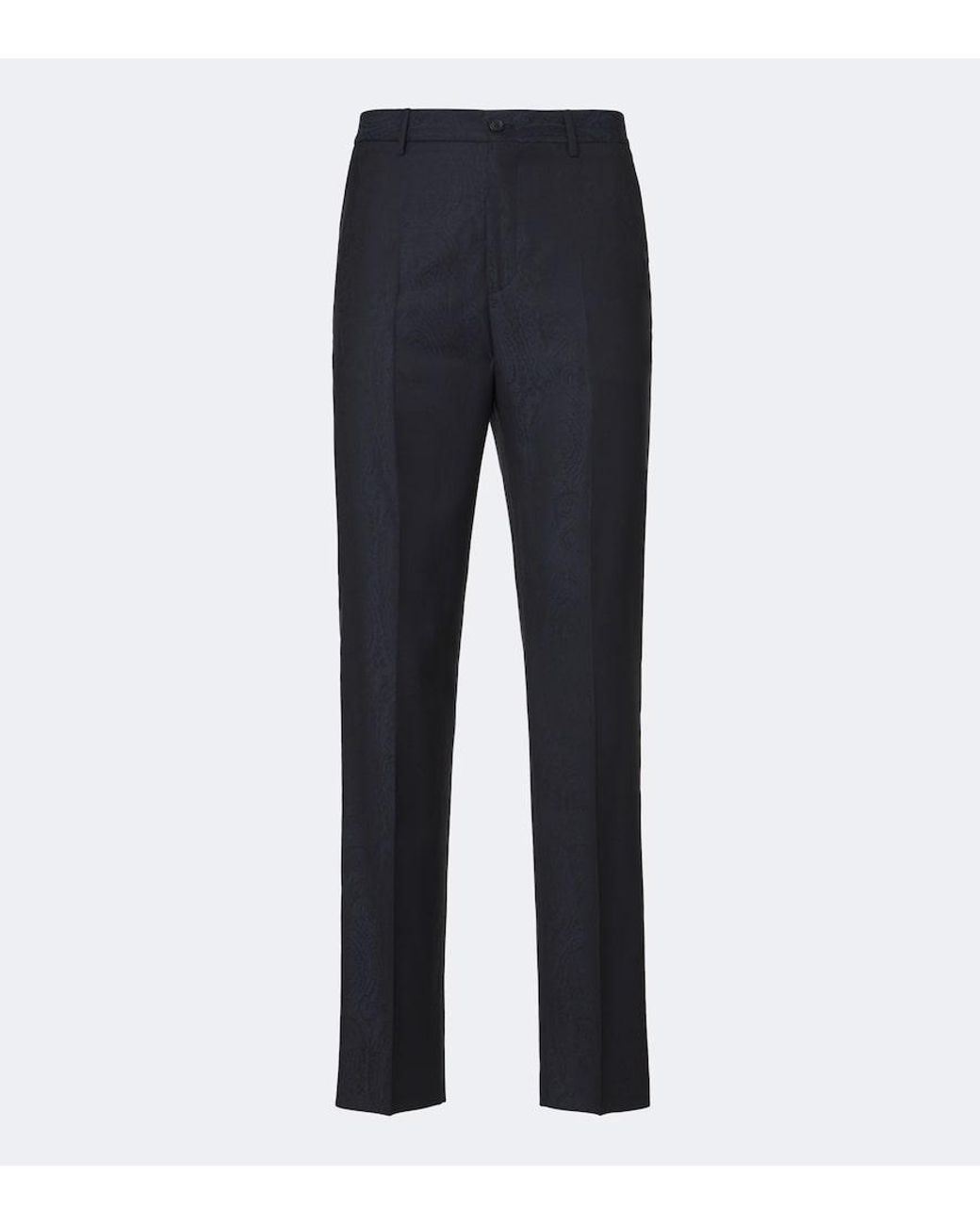 Etro Blue Jacquard Virgin Wool Straight Pants for men