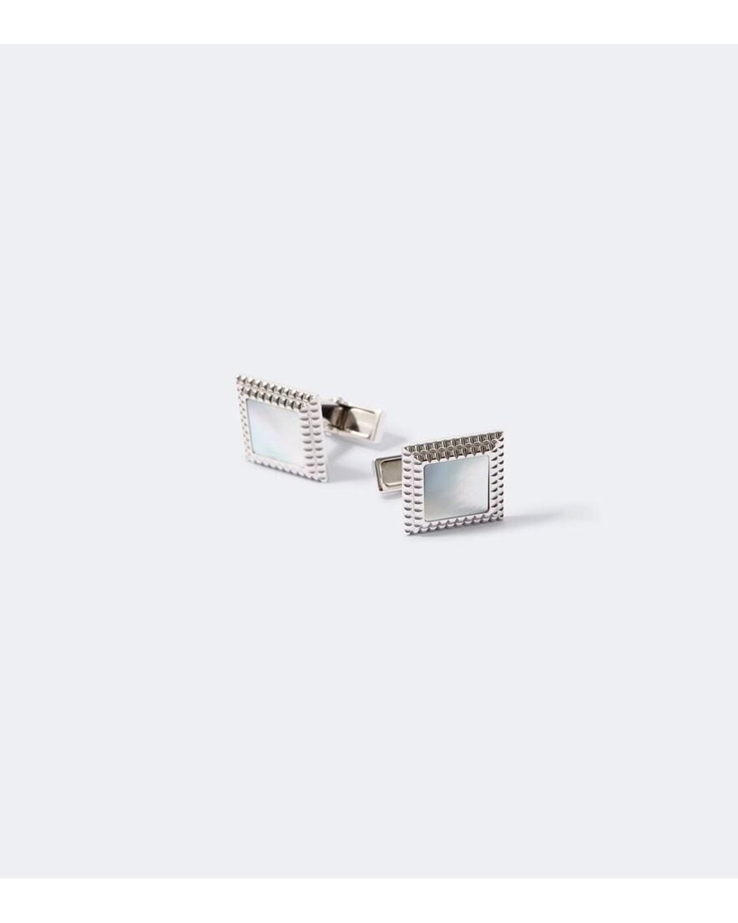 Dunhill White Sterling Cufflinks With Mother-Of-Pearls for men
