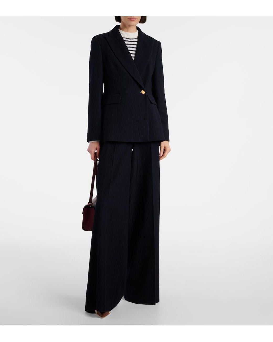 Max Mara Blue Pagano Wool-Blend Blazer