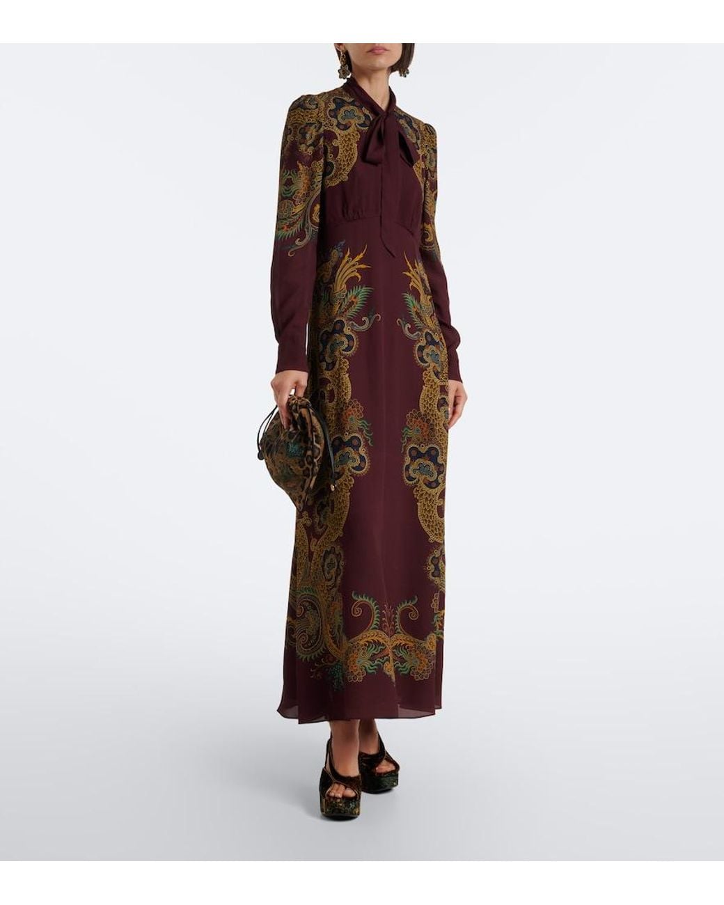 Etro Green Mini Leopard-Print Pouch