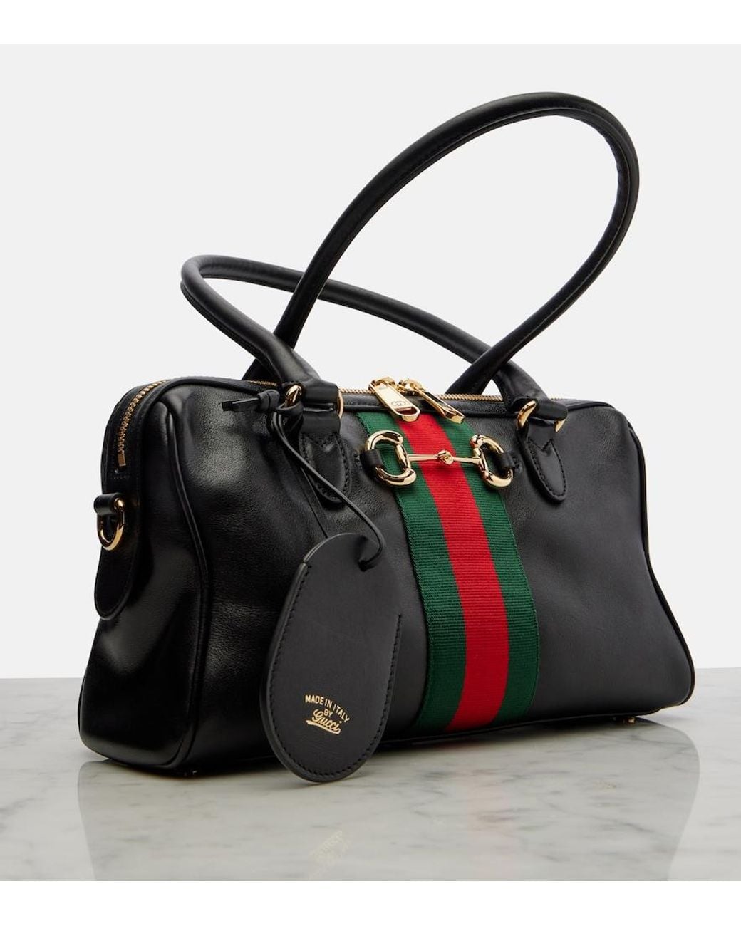 Gucci Black Borsetto Medium Leather Shoulder Bag