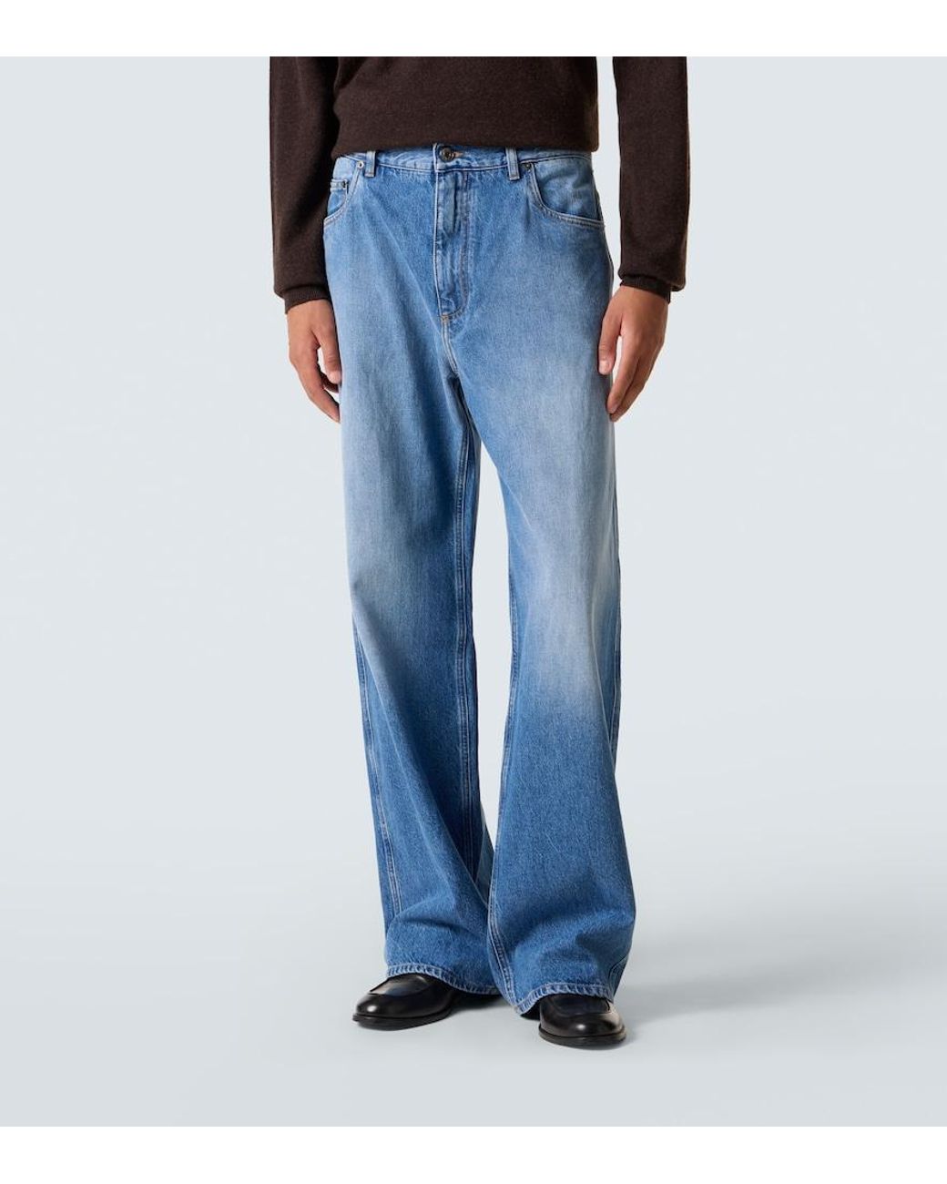 Dolce & Gabbana Blue Mid-Rise Wide-Leg Jeans for men