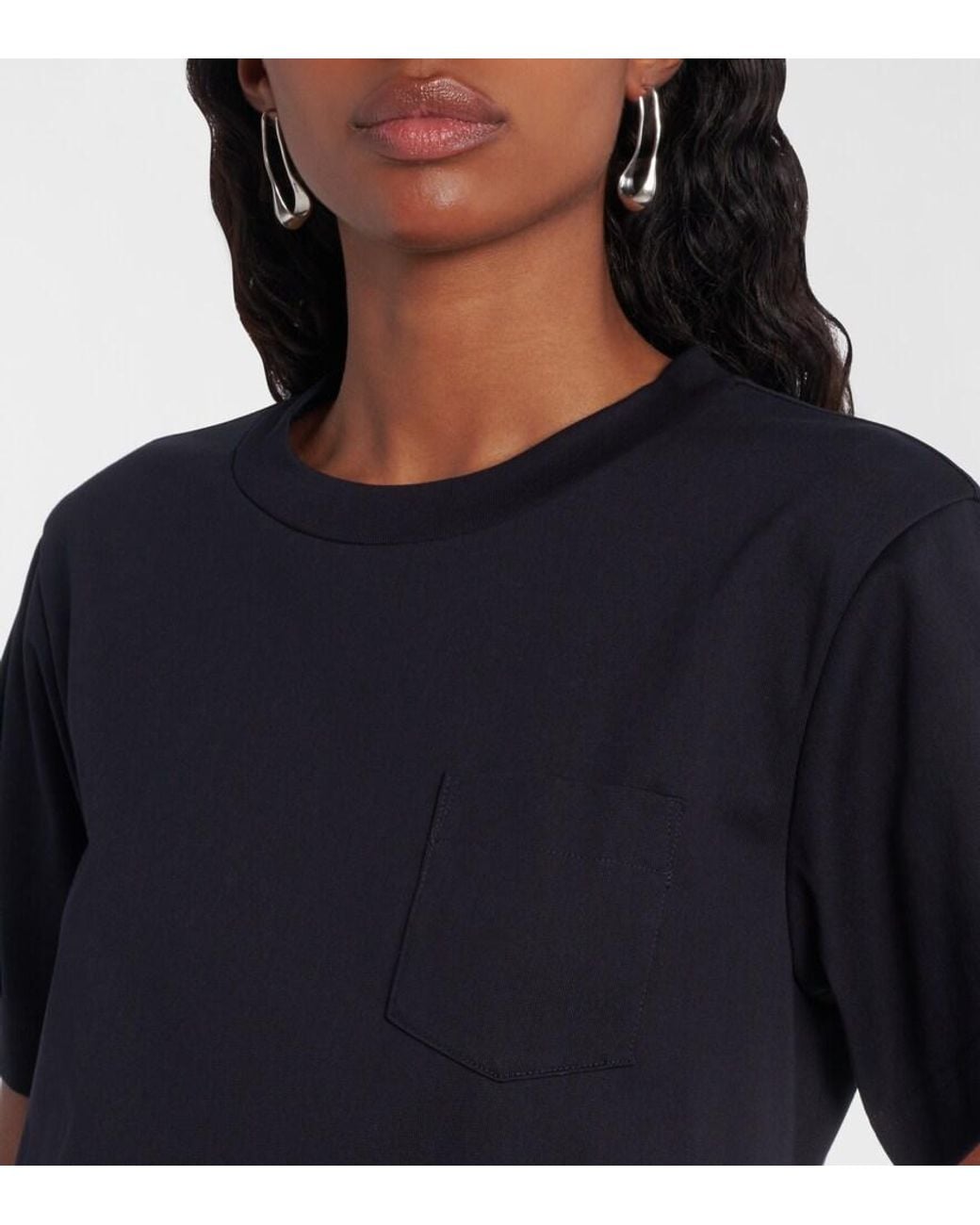 Sacai Black Striped Cotton Minidress