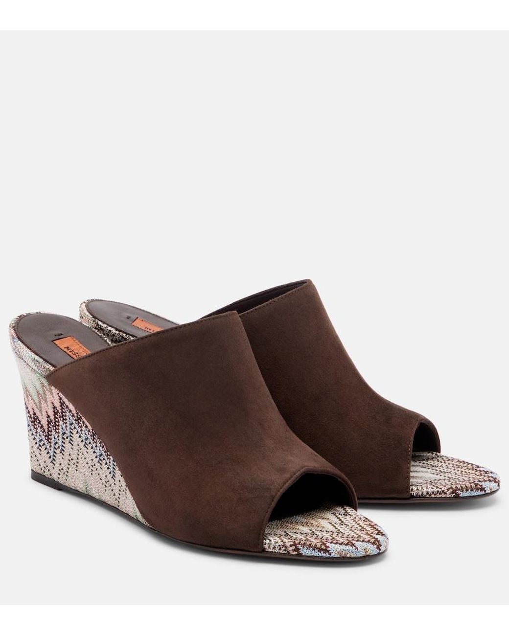 Missoni Brown Mabel Zigzag Suede Wedge Mules