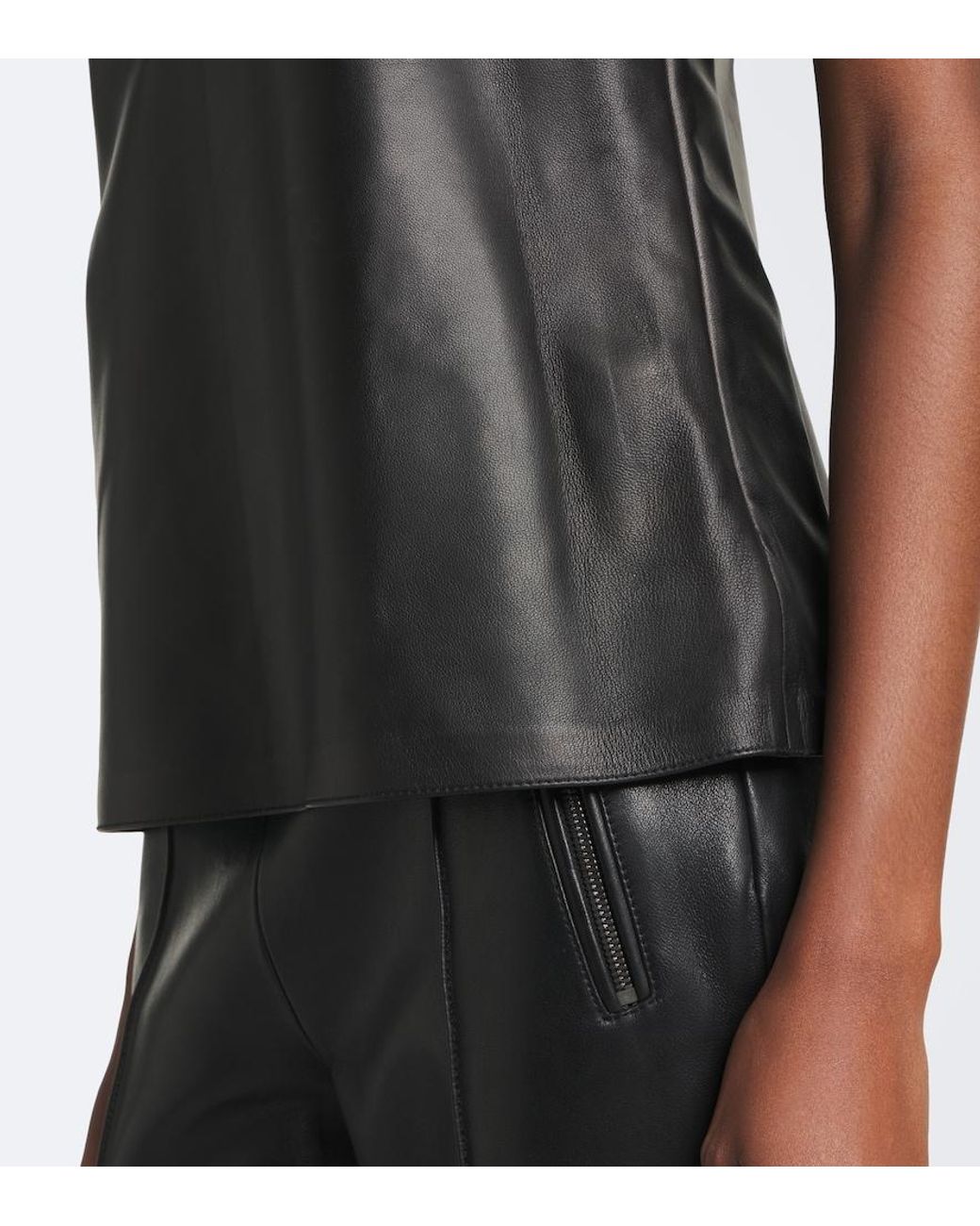 Balmain Black Leather Top