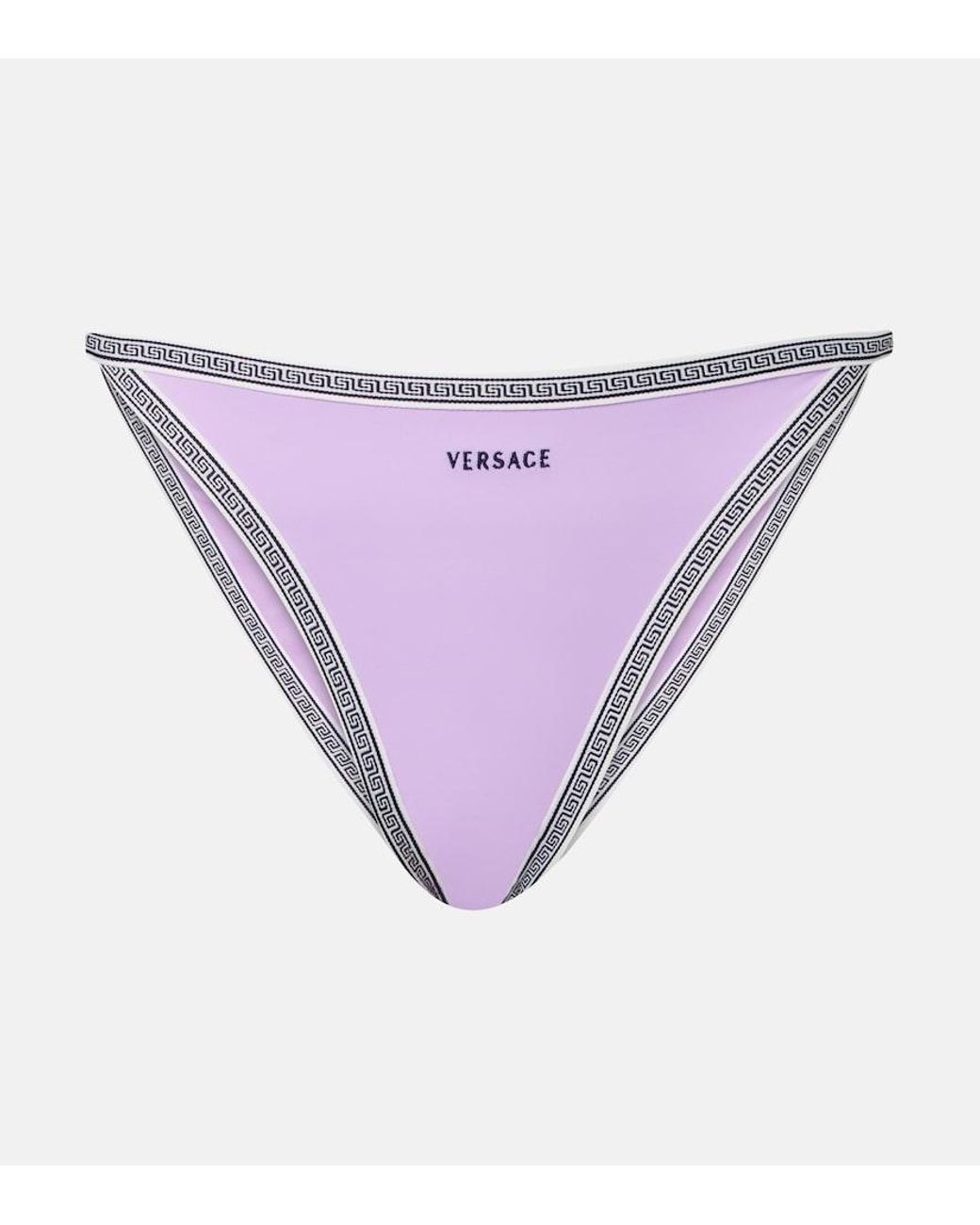 Versace Purple Logo Embroidered Bikini Bottoms